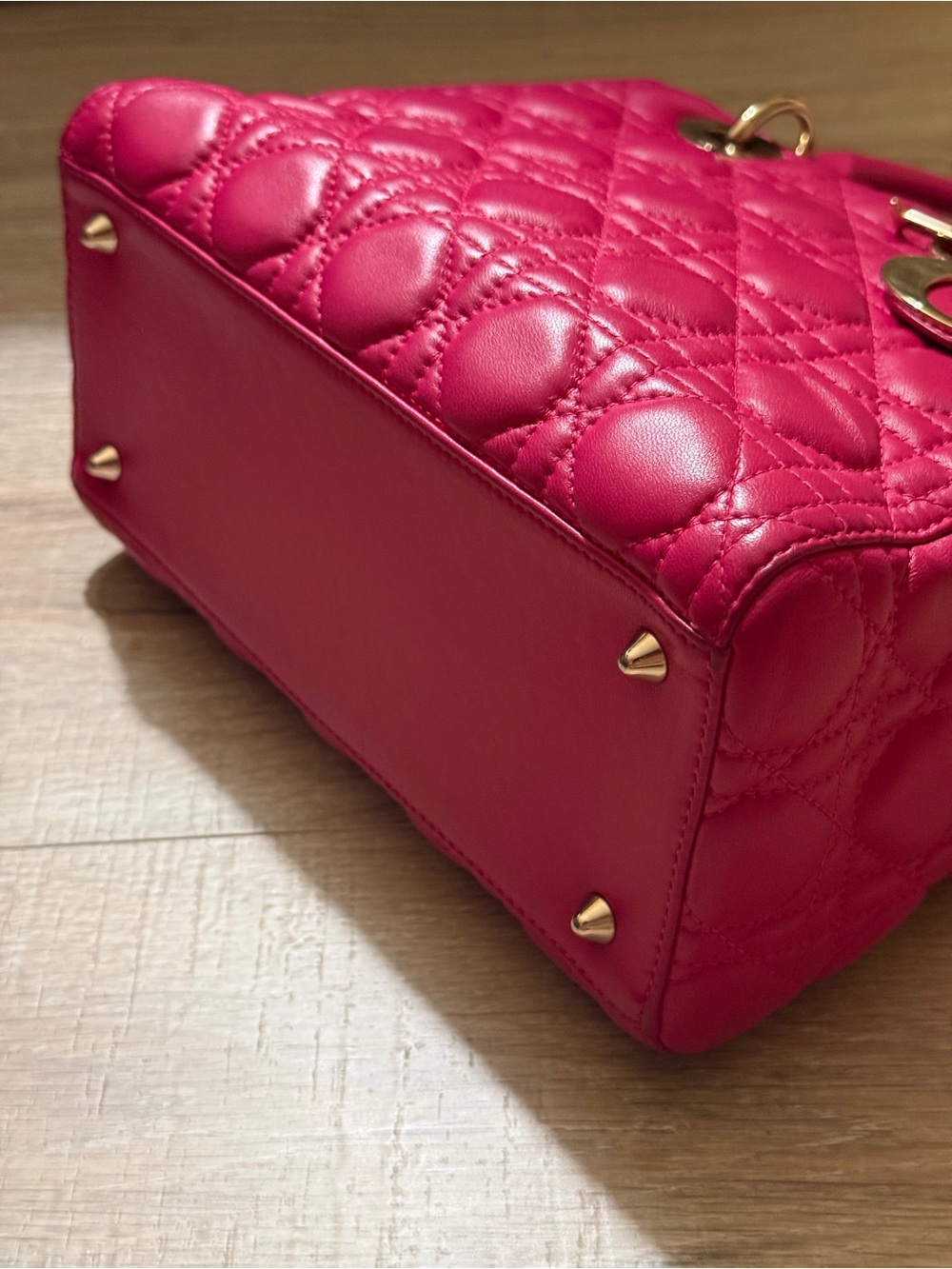 Dior Fuchsia Lady Dior Quilted Top-Handle Satchel - Picture 10 of 11